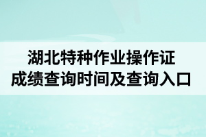 湖北特种作业操作证成绩查询时间及查询入口